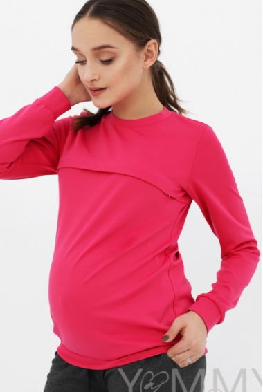 Свитшот для кормящих и беременных с секретом на молнии, фуксия