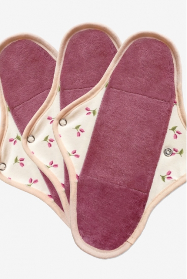 Набор 3 шт. многоразовых женских прокладок для критических дней: "Регуляр", тюльпан