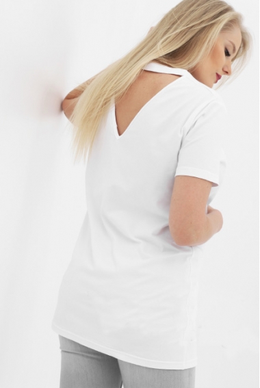 Футболка для кормящих и беременных с вырезом на спинке, белый