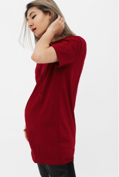 Футболка для кормящих и беременных с вырезом на спинке, бордо