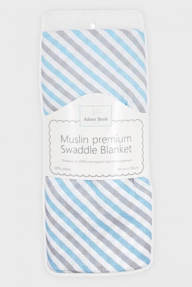 Муслиновая пеленка для новорожденных Adam Stork большая, Blue Stripes