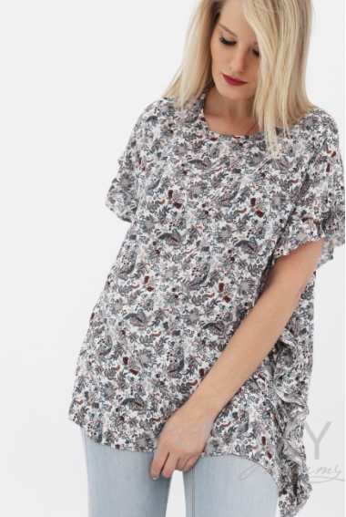 Блуза для беременных и кормящих, цвет экрю/цветы