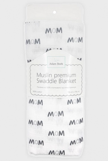 Муслиновая пеленка для новорожденных Adam Stork большая, Grey Wow