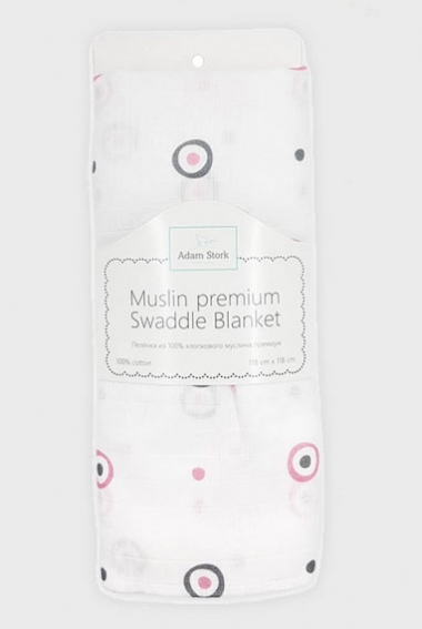 Муслиновая пеленка для новорожденных Adam Stork большая, Pink Circles