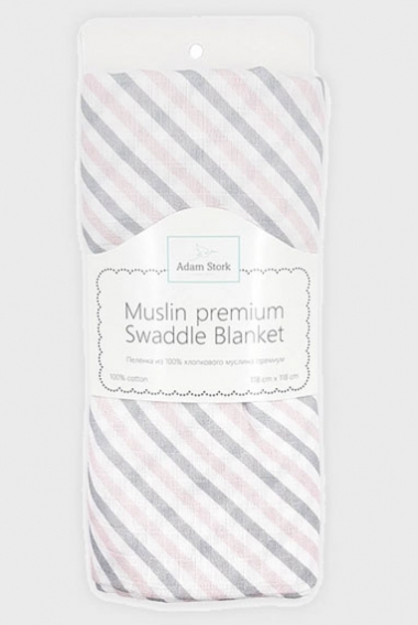 Муслиновая пеленка для новорожденных Adam Stork большая, Pink Stripes
