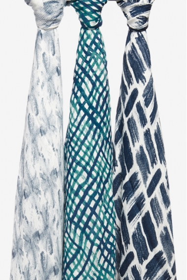 Бамбуковые пеленки для новорожденных большие Aden&Anais, набор 3, Seaport