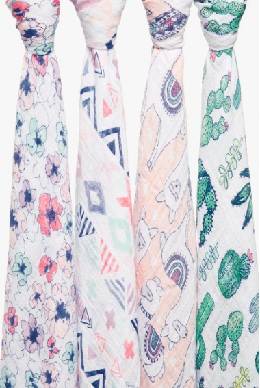 Муслиновые пеленки Aden&Anais для новорожденных большие, набор 4, Trail Blooms