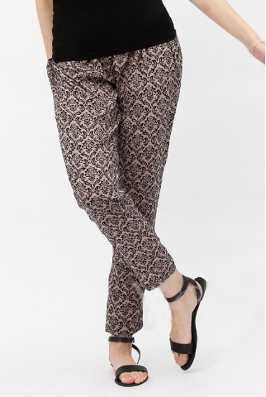 Брюки для беременных и кормящих с узором, бежевые