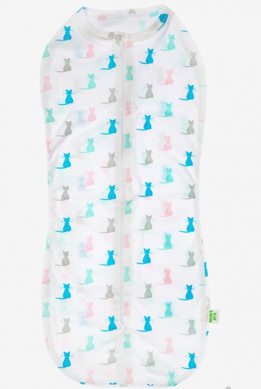 Пеленка-кокон для новорожденных трикотажный, мяу (белый)