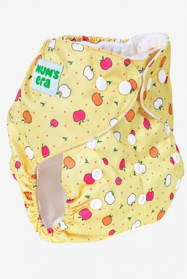 Многоразовый подгузник "Mums Era", Яблоки желтый (1 вкладыш)