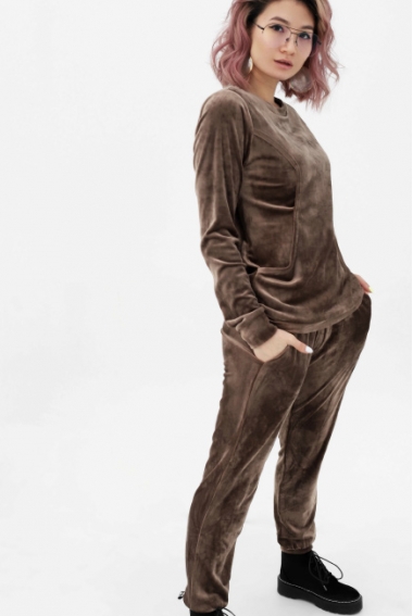 Костюм для кормящих и беременных велюровый, цвет шоколад