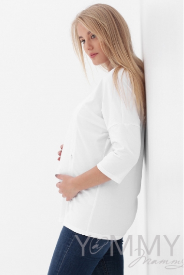 Лонгслив для беременных и кормящих, белый