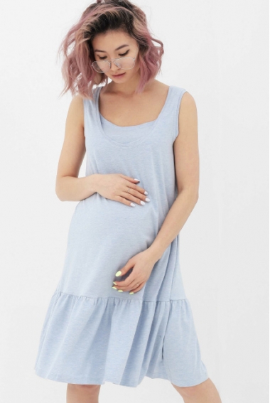 Платье для беременных и кормящих, цвет голубой меланж