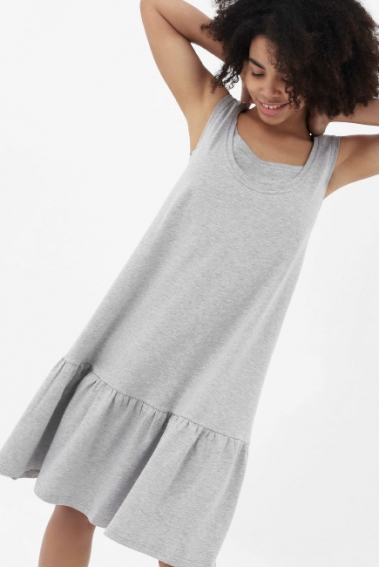 Платье для кормящих и беременных с воланом, цвет серый меланж