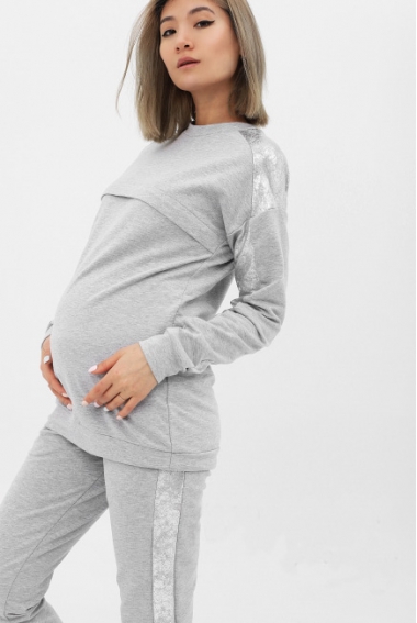 Костюм для беременных и кормящих с серебрянными лампасами