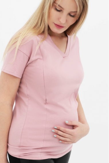 Футболка для кормящих и беременных, цвет пудрово-розовый