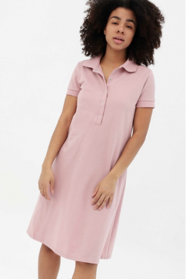 Платье - поло для беременных и кормящих, пудрово-розовое
