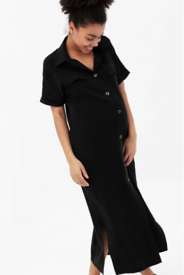 Платье-рубашка для беременных и кормящих, цвет черный