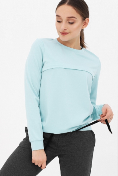 Свитшот для беременных и кормящих с секретом на молнии, цвет ментоловый