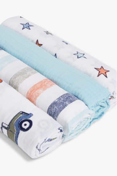 Пеленки муслиновые Aden by Aden&Anais, большие, набор 4, Hit The Road