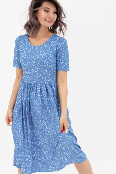 Платье для кормящих и беременных с рисунком, цвет голубое
