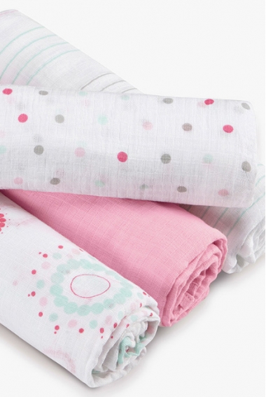 Пеленки муслиновые Aden by Aden&Anais для новорожденных, большие, набор 4, Sweet in Pink