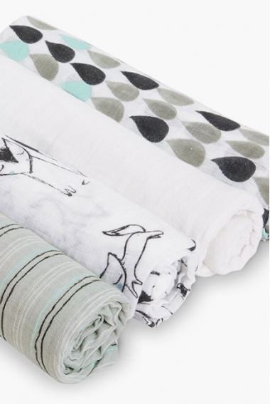 Пеленки муслиновые Aden by Aden&Anais для новорожденных, большие, набор 4, Trotting Fox