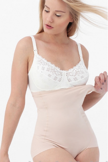 Трусики корректирующие для беременных и послеродовые с ажурным краем, бежевые Трусики корректирующие для беременных и послеродовые с ажурным краем, бежевые