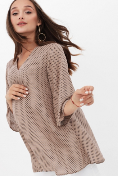 Блуза для беременных в горошек, цвет бежевый