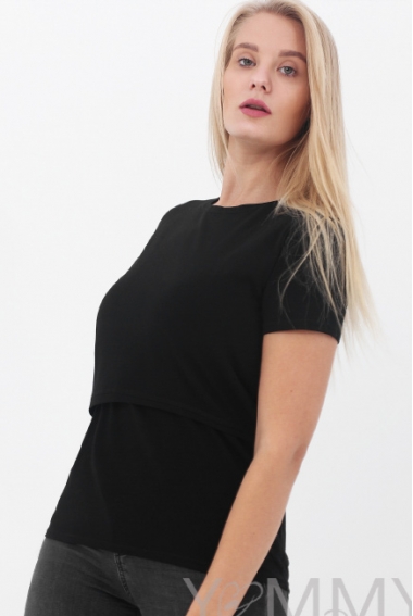 Футболка для кормящих и беременных, черная