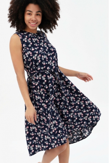 Сарафан для беременных и кормящих с цветочным принтом, синее