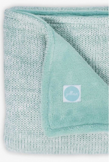 Вязаный плед для новорожденного с мехом Jollein Melange, зеленый, средний