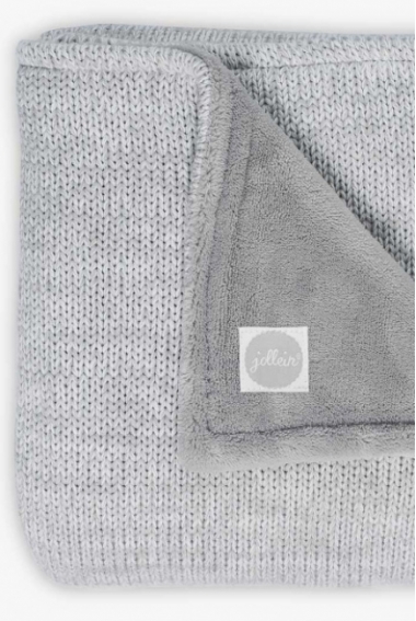 Плед для новорожденного вязаный с мехом Jollein Melange, серый, средний