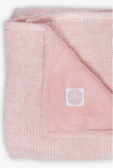 Вязанный плед для новорожденных с мехом Jollein Melange, розовый, средний