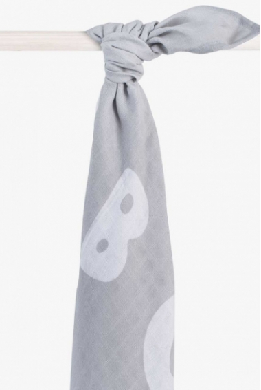 Пеленка/простынь муслиновая для новорожденного Jollein большая, ABC, Soft Grey