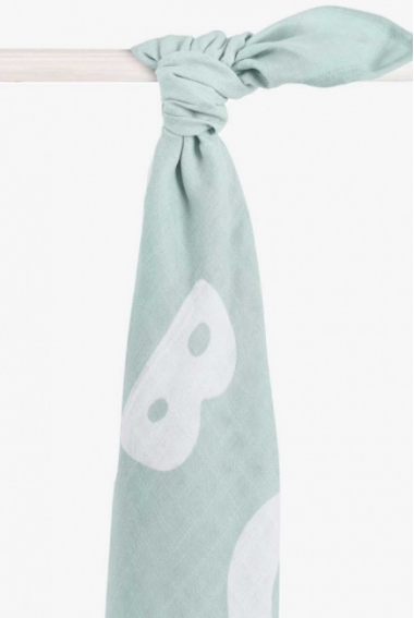 Муслиновая пеленка/простынь для новорожденного Jollein большая, ABC, Stone Green