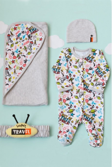 Комплект на выписку летний, Cosmos (4 предмета)