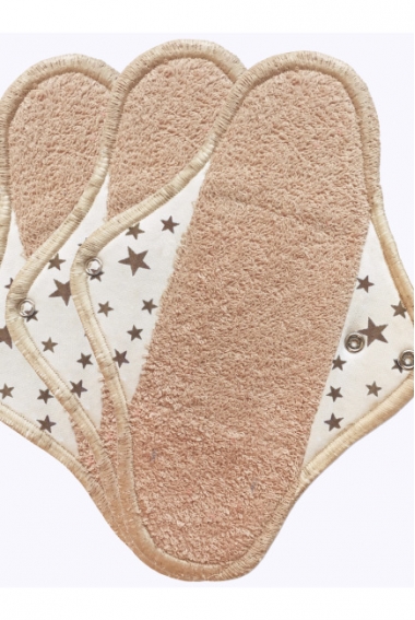 Набор из 3 шт. многоразовых женских прокладок для критических дней: "Регуляр", миндаль