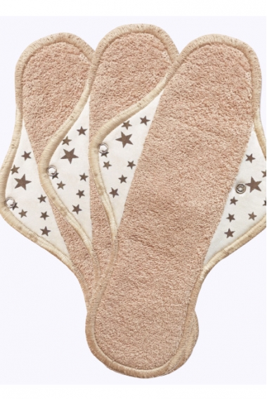 Набор 3 шт. ночных многоразовых женских прокладок, миндаль