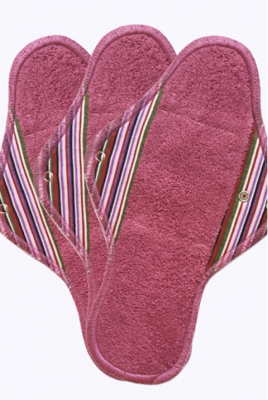 Набор 3 шт. ночных многоразовых женских прокладок, полоска бордо