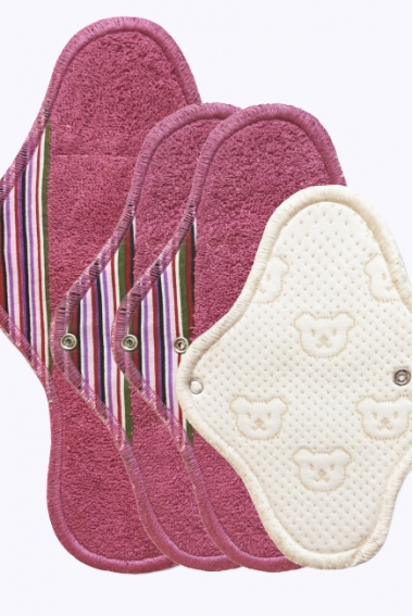 Набор женских гигиенических многоразовых прокладок для критич.дней, полоска бордо