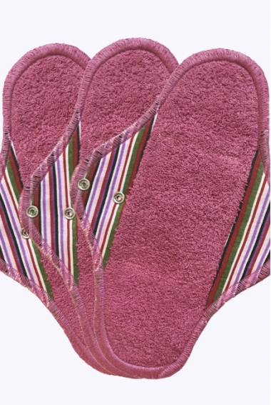 Набор из 3 шт. многоразовых женских прокладок для критических дней: "Регуляр", полоска бордо