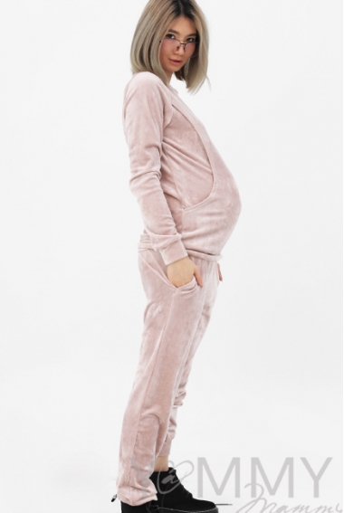 Костюм для кормящих и беременных велюровый, светло-бежевый