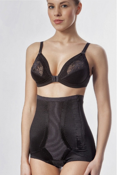 Бандаж трусы послеродовой высокий с косточками (корсет), черный