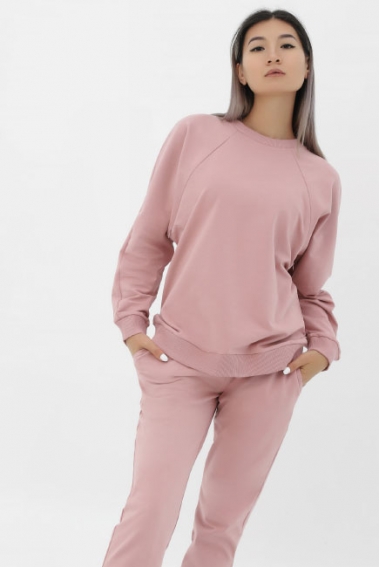 Костюм для кормящих и беременных из футера, розовый