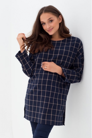 Туника для кормящих и беременных в клетку, цвет синий