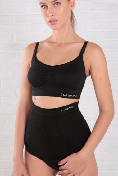 Бандаж трусы послеродовой бесшовный с косточками, черный