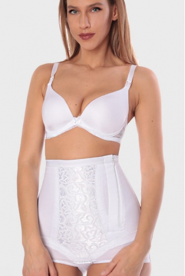 Бандаж трусы послеродовой высокий с косточками, белый