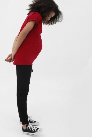 Брюки для беременных и родивших универсальные спортивные из футера (хлопок), черные