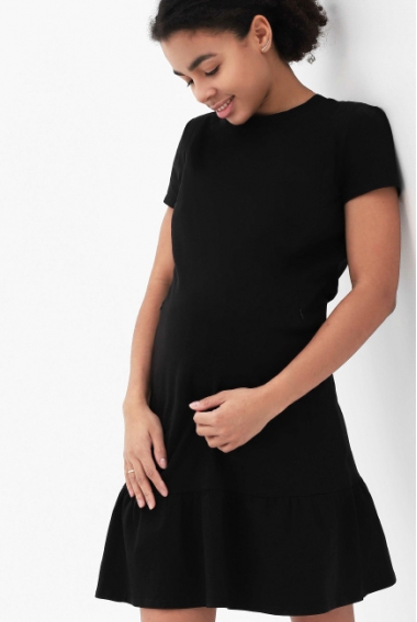 Платье для кормящих и беременных с воланом, цвет черный